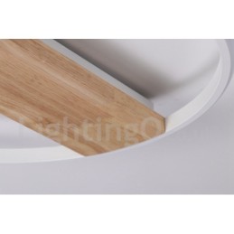 Plafoniera din lemn rotund alb cu intensitate reglabilă. Plafoniera ultrasubțire poate fi folosită și ca lampă de perete