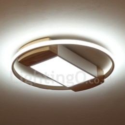 Plafoniera din lemn rotund alb cu intensitate reglabilă. Plafoniera ultrasubțire poate fi folosită și ca lampă de perete