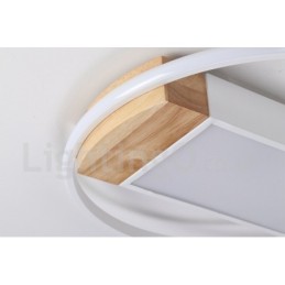 Plafoniera din lemn rotund alb cu intensitate reglabilă. Plafoniera ultrasubțire poate fi folosită și ca lampă de perete