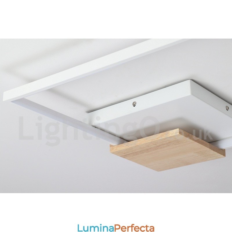 Plafoniera din lemn pătrată albă reglabilă. Plafoniera ultrasubțire poate fi folosită și ca lampă de perete