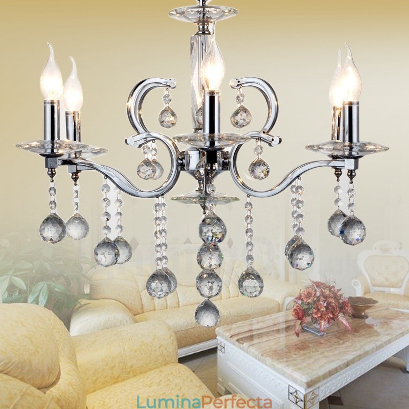 Candelabru elegant din cristal cromat