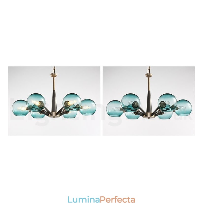 Candelabru rustic retro vintage cu fasole magică cu nuanțe de sticlă multicolore
