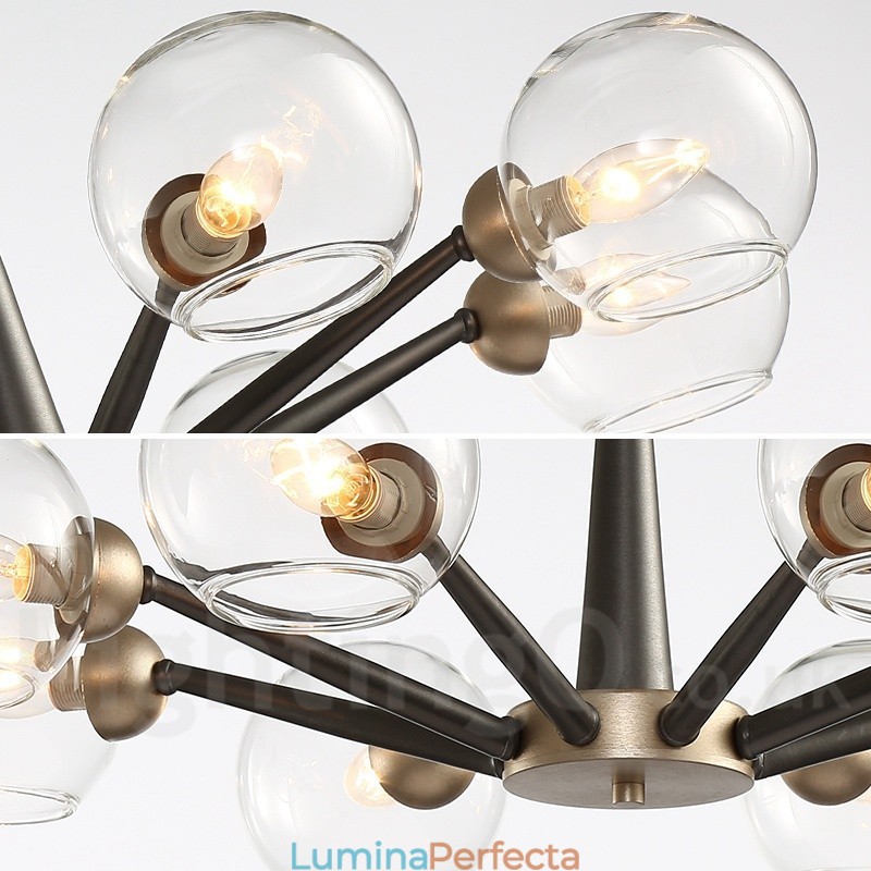 Candelabru rustic retro vintage cu fasole magică cu nuanțe de sticlă multicolore