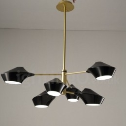 Candelabru din țeavă modern și contemporan cu nuanțe acrilice alb-negru