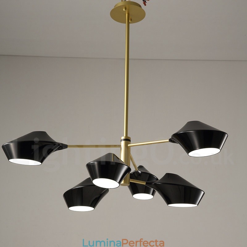Candelabru din țeavă modern și contemporan cu nuanțe acrilice alb-negru