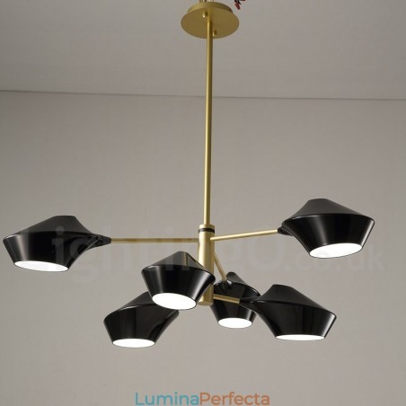 Candelabru din țeavă modern și contemporan cu nuanțe acrilice alb-negru Candelabru din țeavă modern și contemporan cu nuanțe acrilice alb-negru