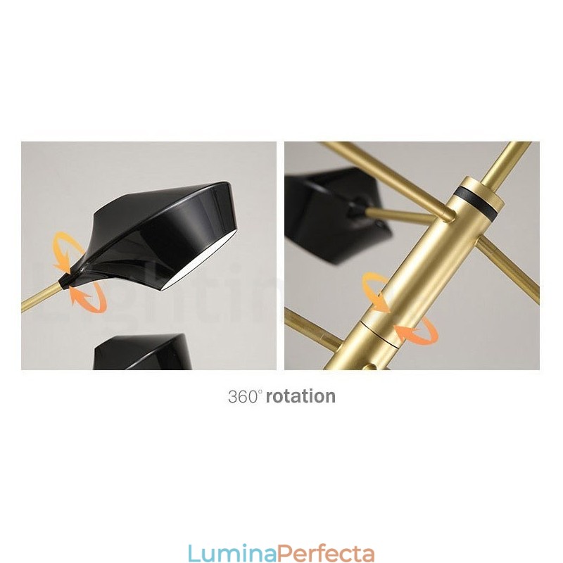 Candelabru din țeavă modern și contemporan cu nuanțe acrilice alb-negru