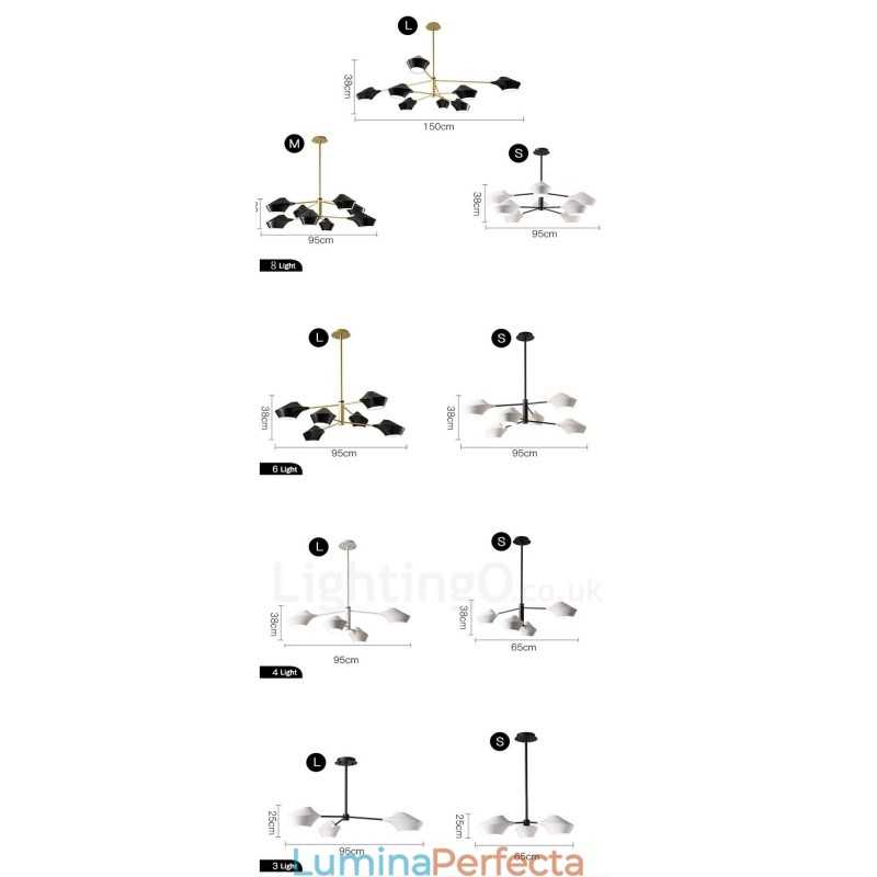 Candelabru din țeavă modern și contemporan cu nuanțe acrilice alb-negru