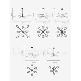 Candelabru din țeavă modern și contemporan cu nuanțe acrilice alb-negru