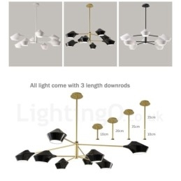 Candelabru din țeavă modern și contemporan cu nuanțe acrilice alb-negru