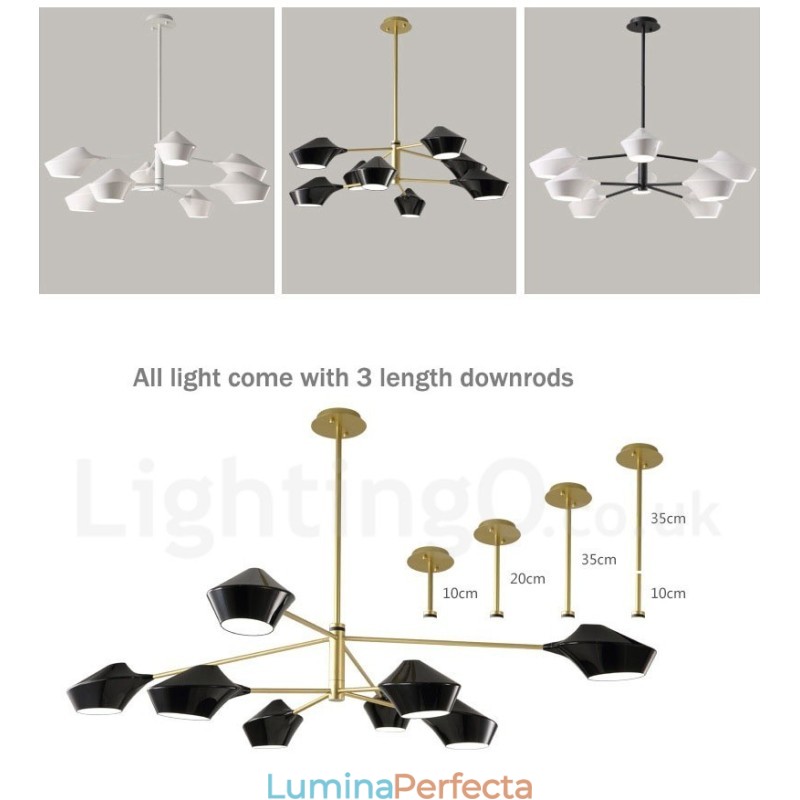 Candelabru din țeavă modern și contemporan cu nuanțe acrilice alb-negru