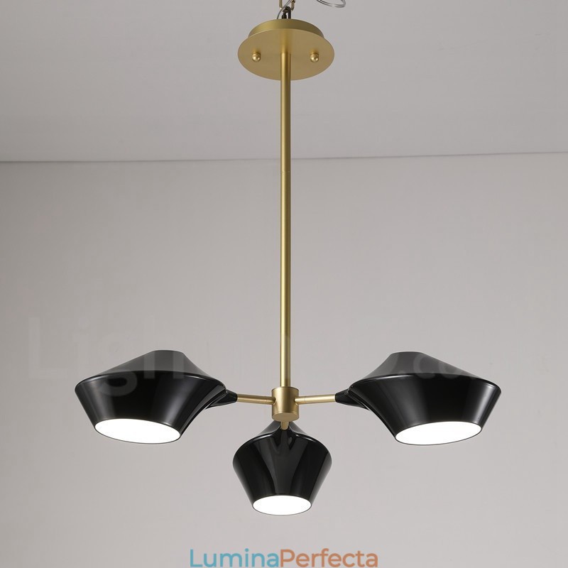 Candelabru din țeavă modern și contemporan cu nuanțe acrilice alb-negru