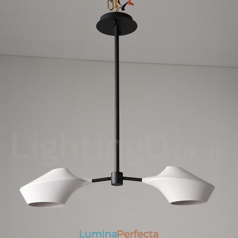 Candelabru din țeavă modern și contemporan cu nuanțe acrilice alb-negru