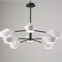 Candelabru din țeavă modern și contemporan cu nuanțe acrilice alb-negru
