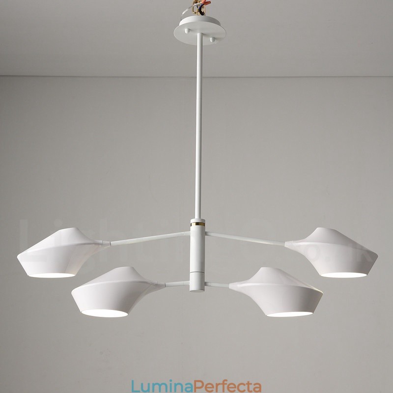 Candelabru din țeavă modern și contemporan cu nuanțe acrilice alb-negru