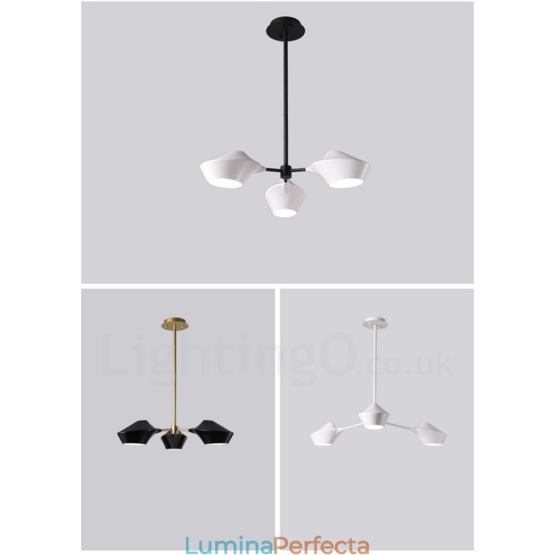 Candelabru din țeavă modern și contemporan cu nuanțe acrilice alb-negru