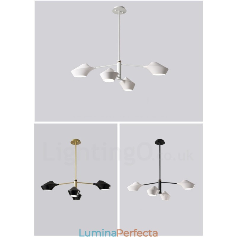 Candelabru din țeavă modern și contemporan cu nuanțe acrilice alb-negru