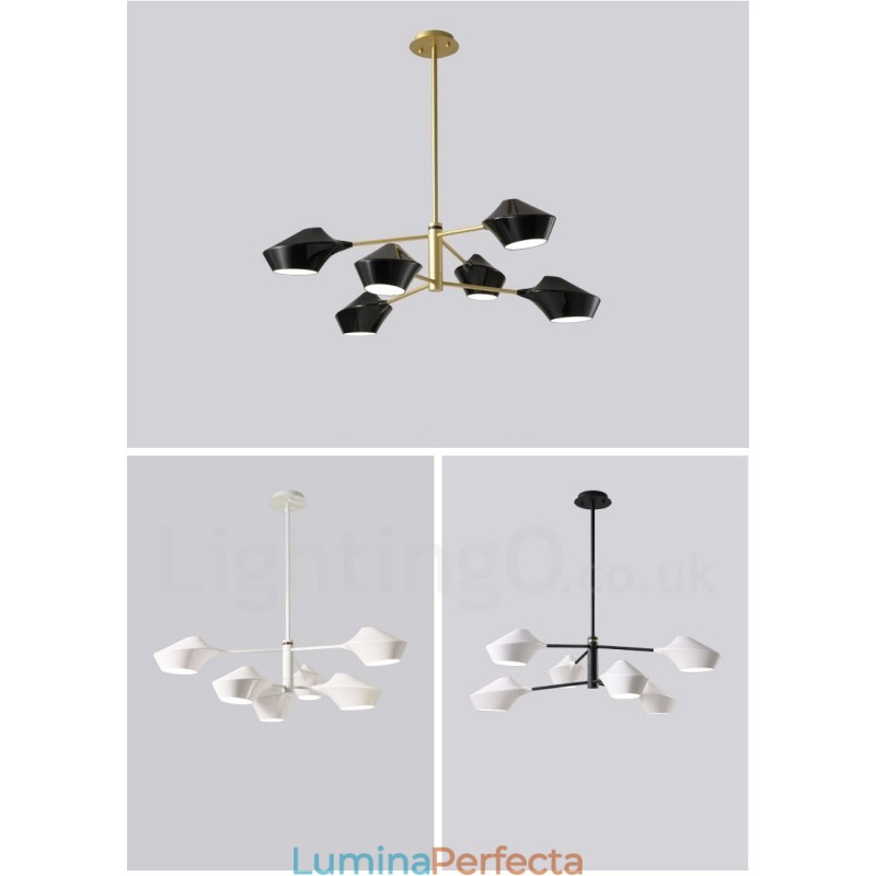 Candelabru din țeavă modern și contemporan cu nuanțe acrilice alb-negru
