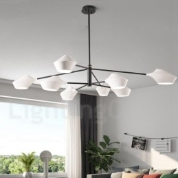 Candelabru din țeavă modern și contemporan cu nuanțe acrilice alb-negru