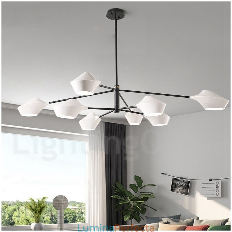 Candelabru din țeavă modern și contemporan cu nuanțe acrilice alb-negru