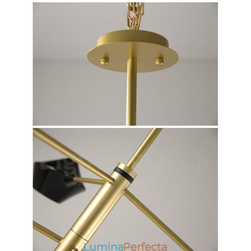 Candelabru din țeavă modern și contemporan cu nuanțe acrilice alb-negru