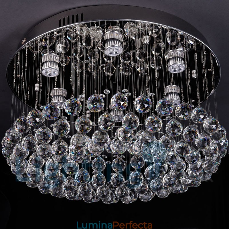Plafoniera rotundă de cristal K9 modernă cu montare încasată