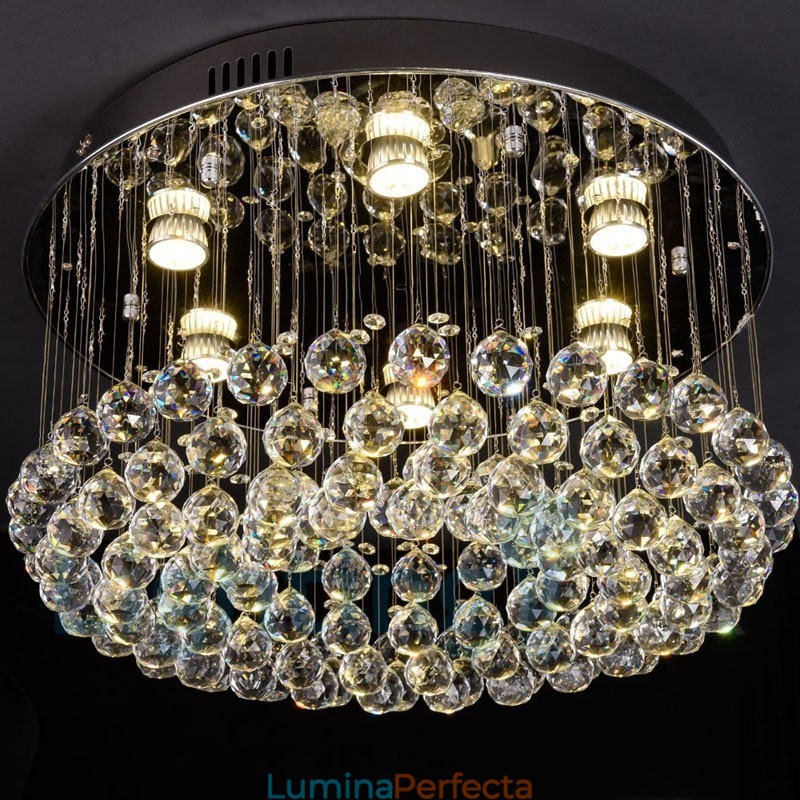 Plafoniera rotundă de cristal K9 modernă cu montare încasată
