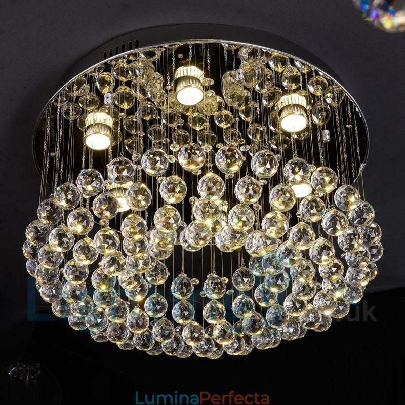 Plafoniera rotundă de cristal K9 modernă cu montare încasată