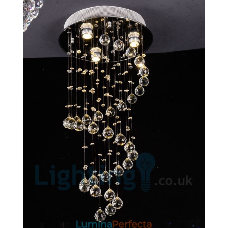 Plafoniera rotundă, modernă, cu 3 lumini, K9 Crystal, cu montare încastrabilă