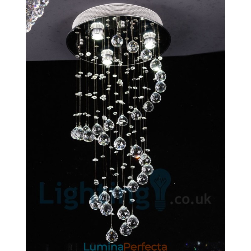 Plafoniera rotundă, modernă, cu 3 lumini, K9 Crystal, cu montare încastrabilă