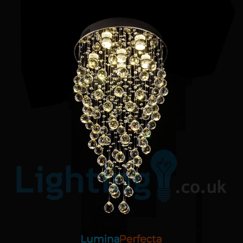 Plafoniera rotundă, modernă, cu 6 lumini, K9 Crystal, cu montare încastrabilă