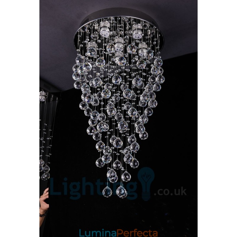 Plafoniera rotundă, modernă, cu 6 lumini, K9 Crystal, cu montare încastrabilă