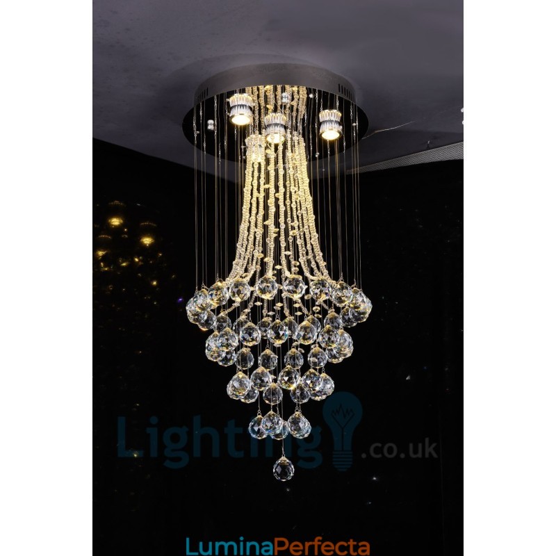 Plafoniera rotundă cu 4 lumini K9 Crystal, cu montare încastrabilă