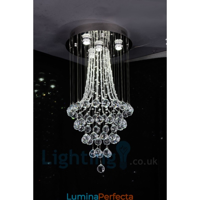 Plafoniera rotundă cu 4 lumini K9 Crystal, cu montare încastrabilă