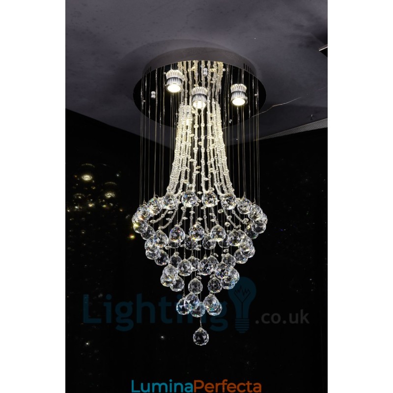 Plafoniera rotundă cu 4 lumini K9 Crystal, cu montare încastrabilă