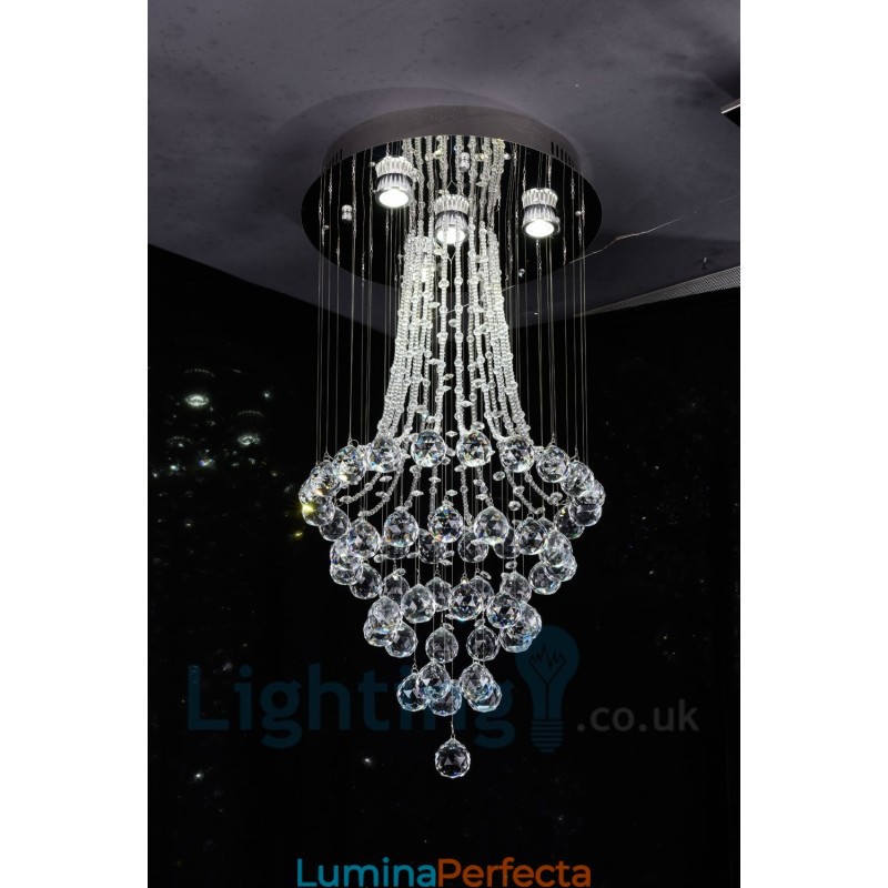 Plafoniera rotundă cu 4 lumini K9 Crystal, cu montare încastrabilă