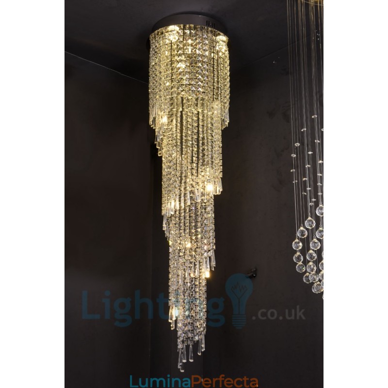 4 x GU10 + 8 x G4 150 cm lungă de cristal drop light modern K9 cristal rotund plafon plafon