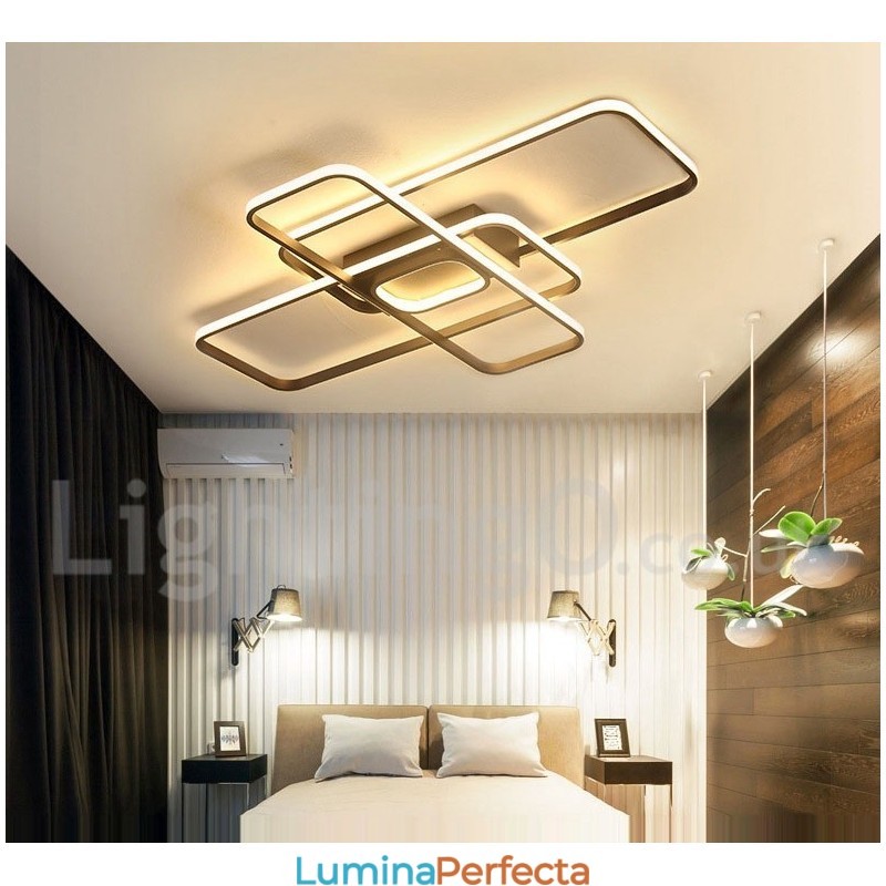 Plafoniera modernă, contemporană, cu pictură din aluminiu, Lumină încastrabilă, cu dimmer cu telecomandă, poate fi folosită și ca lampă de perete