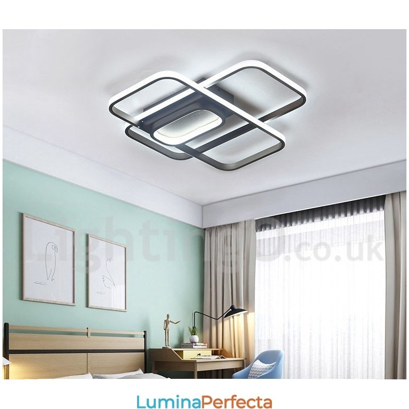 Plafoniera modernă, contemporană, cu pictură din aluminiu, Lumină încastrabilă, cu dimmer cu telecomandă, poate fi folosită și ca lampă de perete