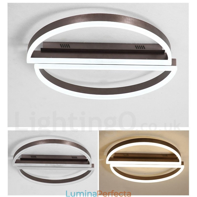 Plafoniera rotundă, modernă, contemporană, din aluminiu, cu montare încastrabilă, cu dimmer cu telecomandă, poate fi folosită și ca lampă de perete