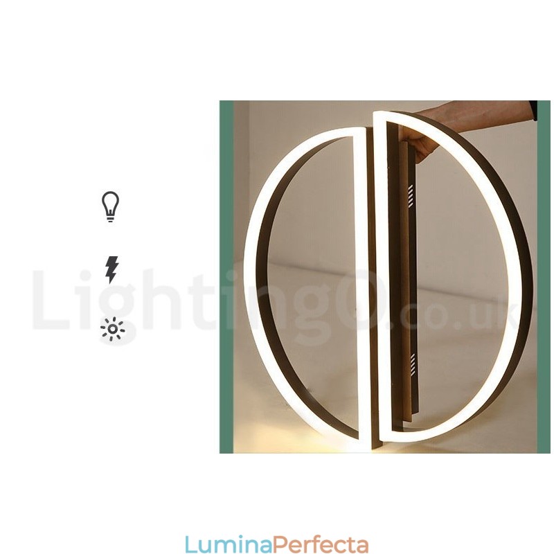 Plafoniera rotundă, modernă, contemporană, din aluminiu, cu montare încastrabilă, cu dimmer cu telecomandă, poate fi folosită și ca lampă de perete