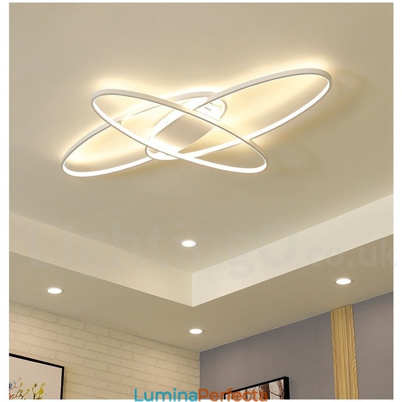 Plafoniera ovală, modernă, contemporană, din aluminiu, care poate fi reglată, lampă cu montare întinsă pentru camera de zi, dormitor, poate fi folosită și ca lampă de perete