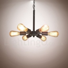 6 lumini rustice retro vintage negru cu pandantiv design