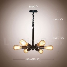 6 lumini rustice retro vintage negru cu pandantiv design