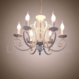 Candelabru cu pandantiv cu 6 lumini, rustic, retro, negru, alb
