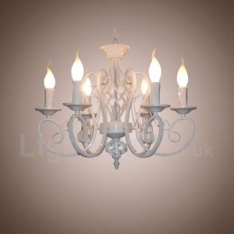 Candelabru cu pandantiv cu 6 lumini, rustic, retro, negru, alb