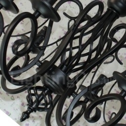 Candelabru cu pandantiv cu 6 lumini, rustic, retro, negru, alb