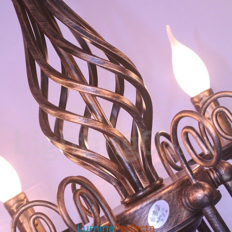 Candelabru cu pandantiv cu 6 lumini, rustic, retro, negru, alb