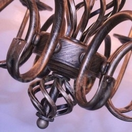 Candelabru cu pandantiv cu 6 lumini, rustic, retro, negru, alb