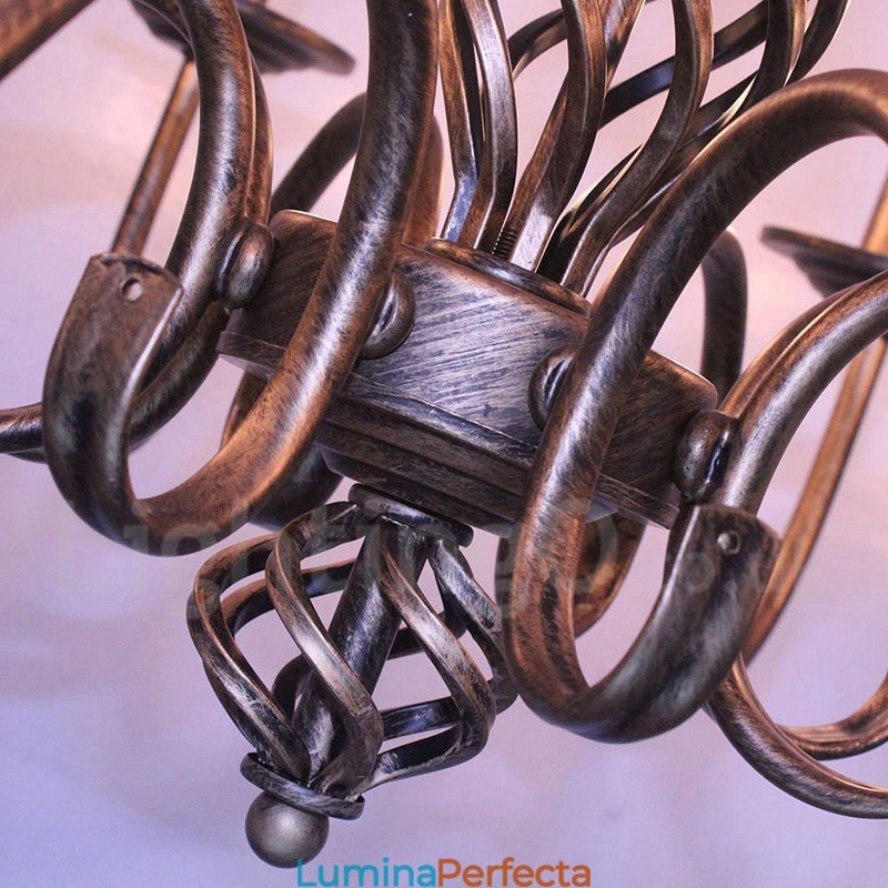 Candelabru cu pandantiv cu 6 lumini, rustic, retro, negru, alb
